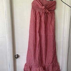 Boohoo red and white plaid maxi dress, worn once
